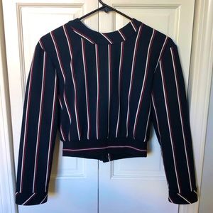 Zara long sleeve striped top in navy